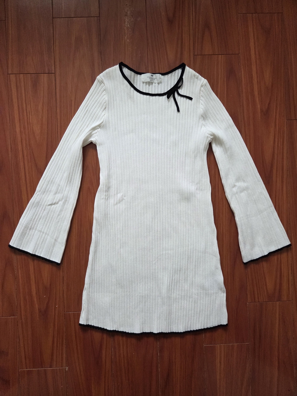 H&M Kids White Ribbed Top with Black Edge Trim